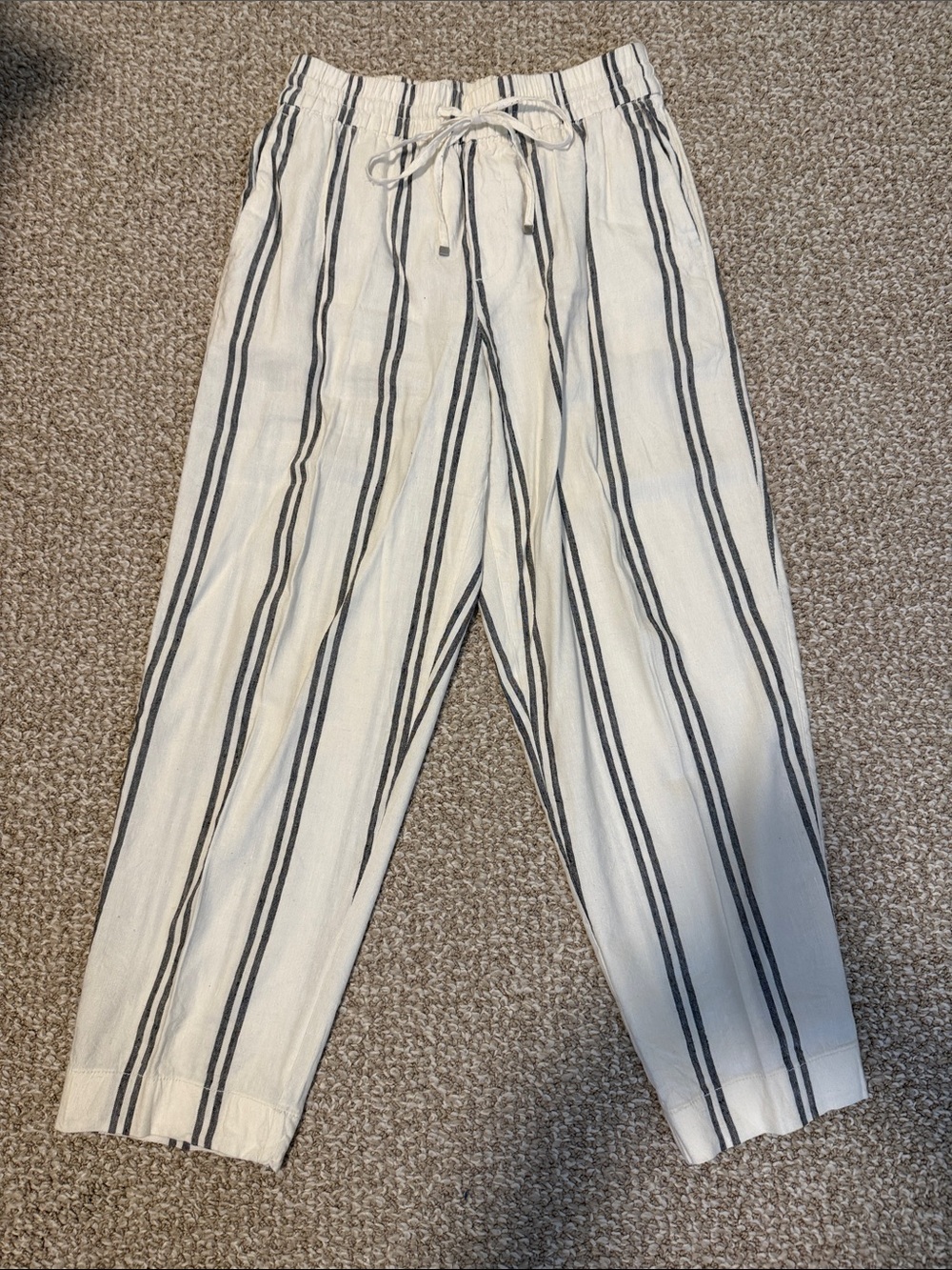 Gap White + Black Striped Pants